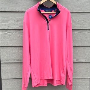 Ralph Lauren Polo Golf 1/4 Zip Extreme Jersey Pullover in pink.